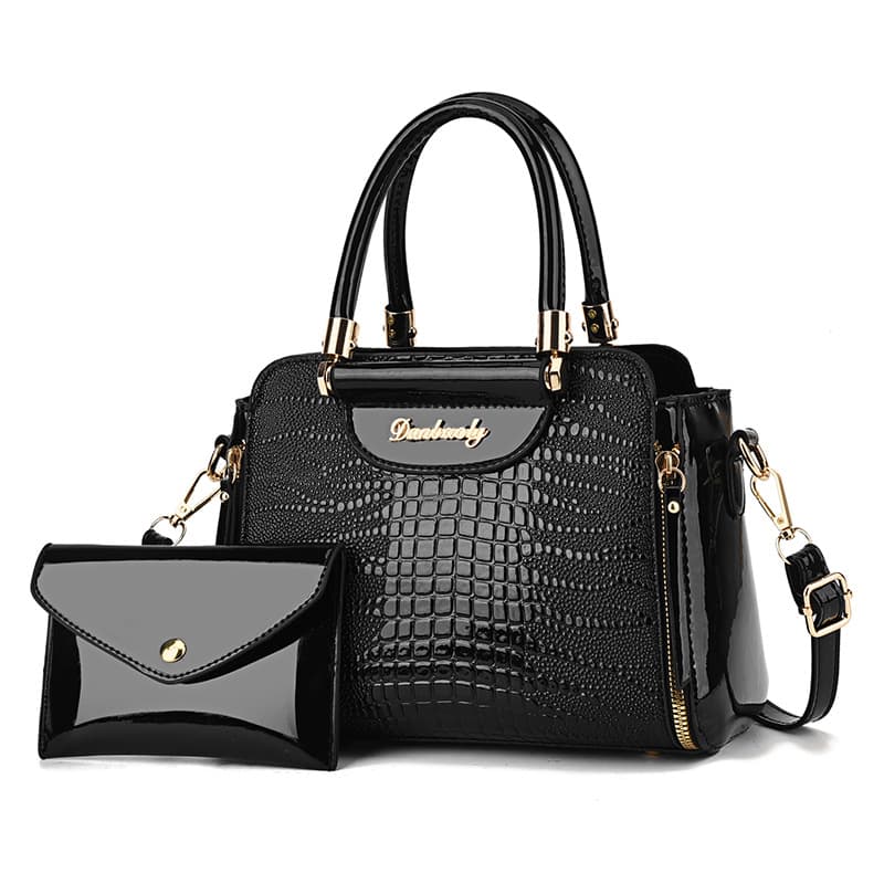Wholesale two-piece mother-in-law bag set 2025 new crocodile pattern European and American fashionable women's shoulder bag one piece drop shipping