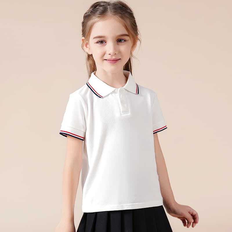 Girls' Short Sleeve Cotton T-Shirt, Fashionable Girls' Polo Dress, Polo Shirt for Older Kids, School Uniform, Kindergarten Wear