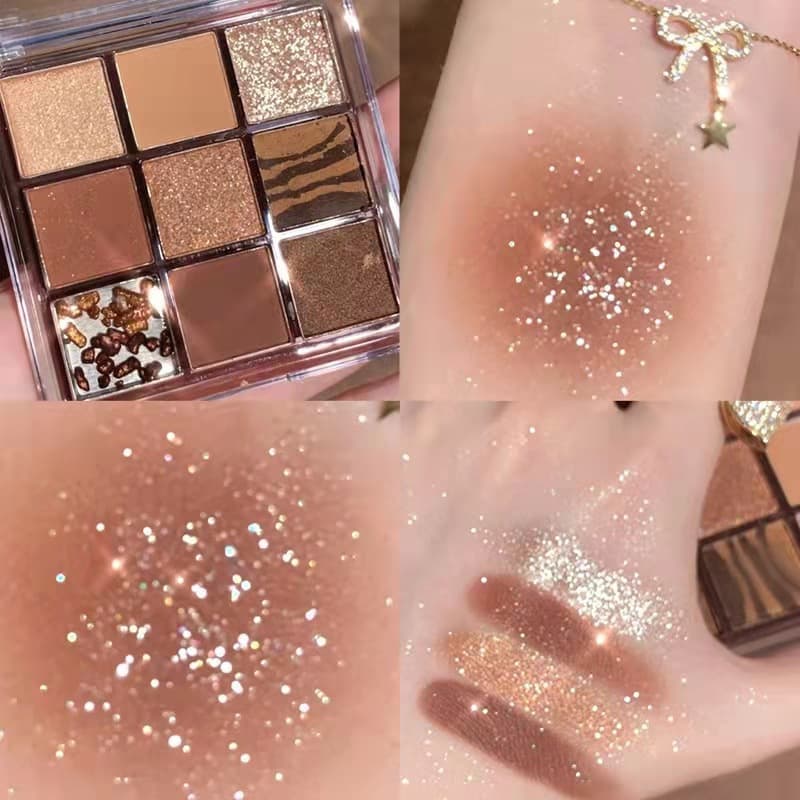 Valentine's Starry Sky Eyeshadow Palette Transparent Nine-Color Pumpkin Orange Brown Earth Tone Glitter Pearl Matte