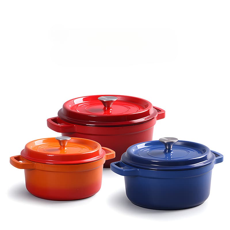 Enameled Cast Iron Dutch Oven, Uncoated, Traditional Cast Iron Pot, Household Double-Ear Enamel Pot, Induction Cooktop Compatible, Non-Stick