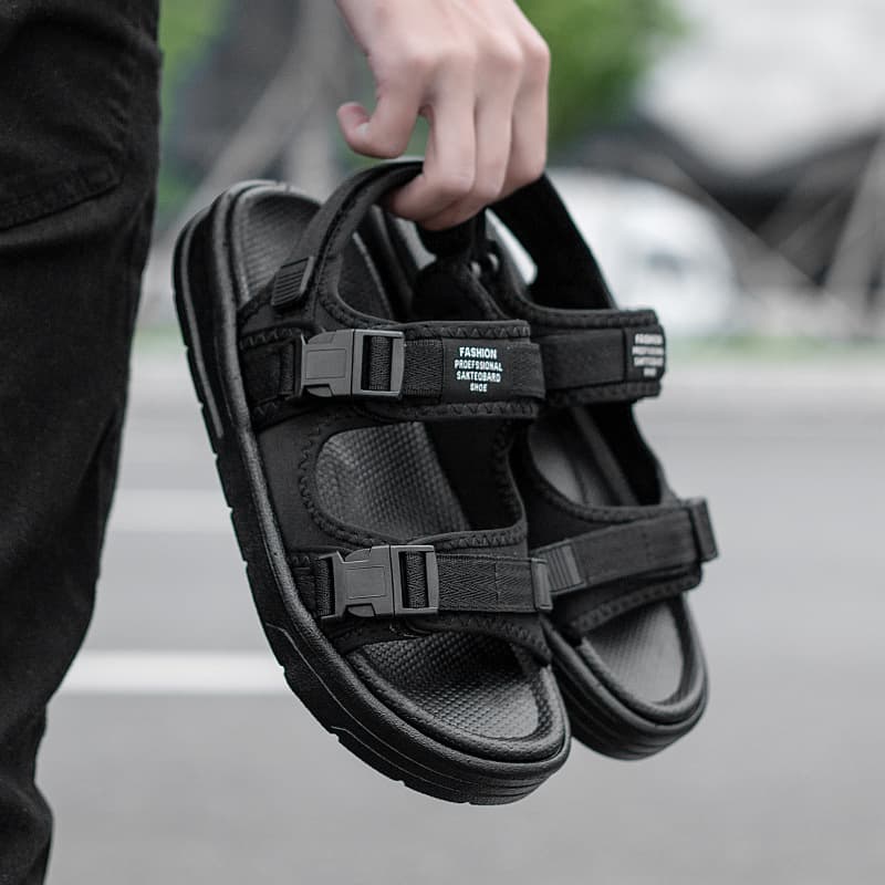 Plus-size beach sandals for women, outdoor summer casual sandals for men, cross-border e-commerce, Velcro non-slip slippers