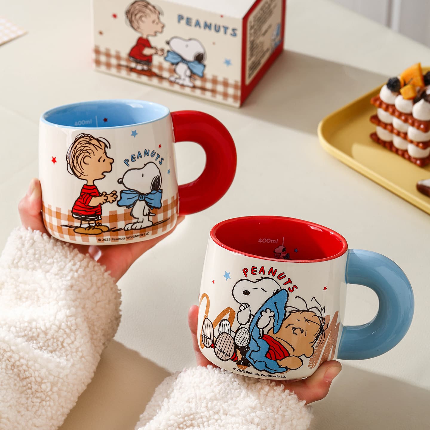 Snoopy Abebe Cute Ceramic Thick Handle Couple Mug High-Value Birthday Gift Office Coffee Cup New