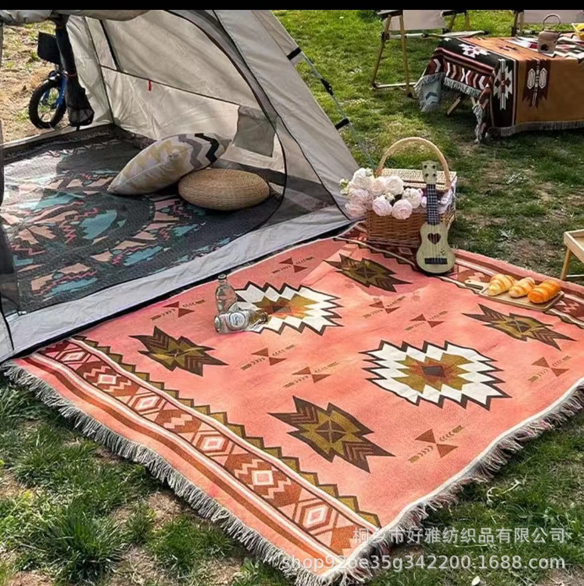Custom Bohemian Outdoor Camping Blanket Thick Full Coverage Universal Sofa Blanket Office Nap Air Conditioning Blanket Throw Blanket
