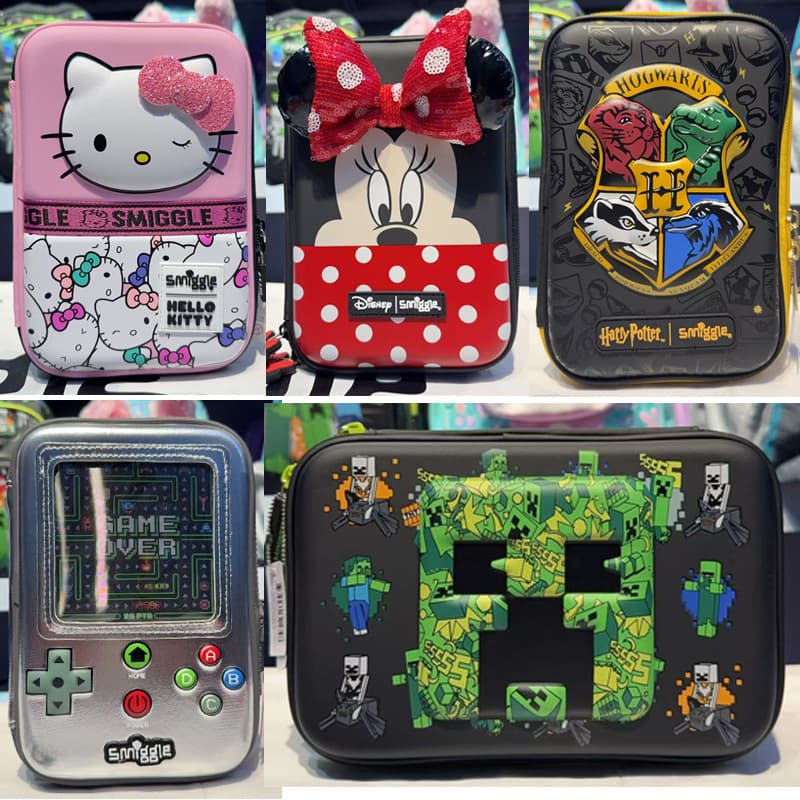 Australian Smiggle Stationery Box for Primary and Secondary School Students, Large-Capacity Pencil Case, Children's Cartoon Pencil Bag, Large Stationery Bag