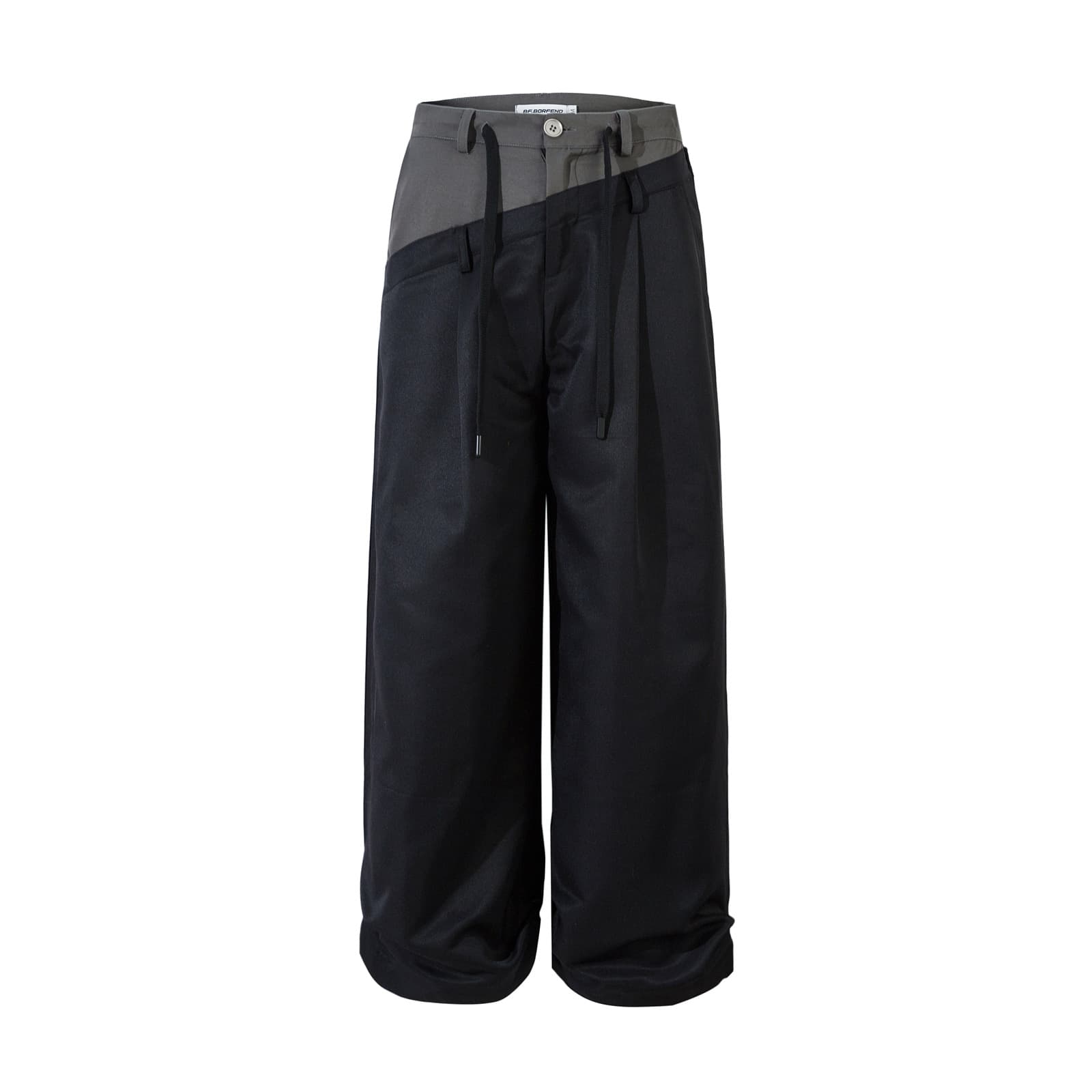American Retro Color-Block Design Work Pants Unisex Streetwear Loose Versatile Casual Wide-Leg Drawstring Trousers