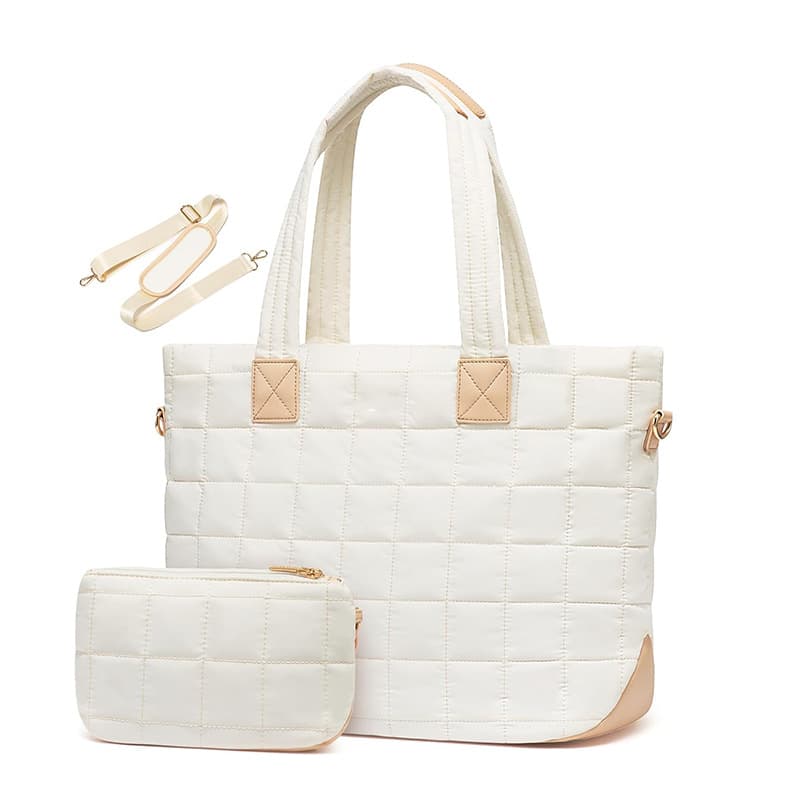 Amazon New Style Women's Down Handbag, Laptop Bag, Quilted Zipper Puffy Work Tote Bag