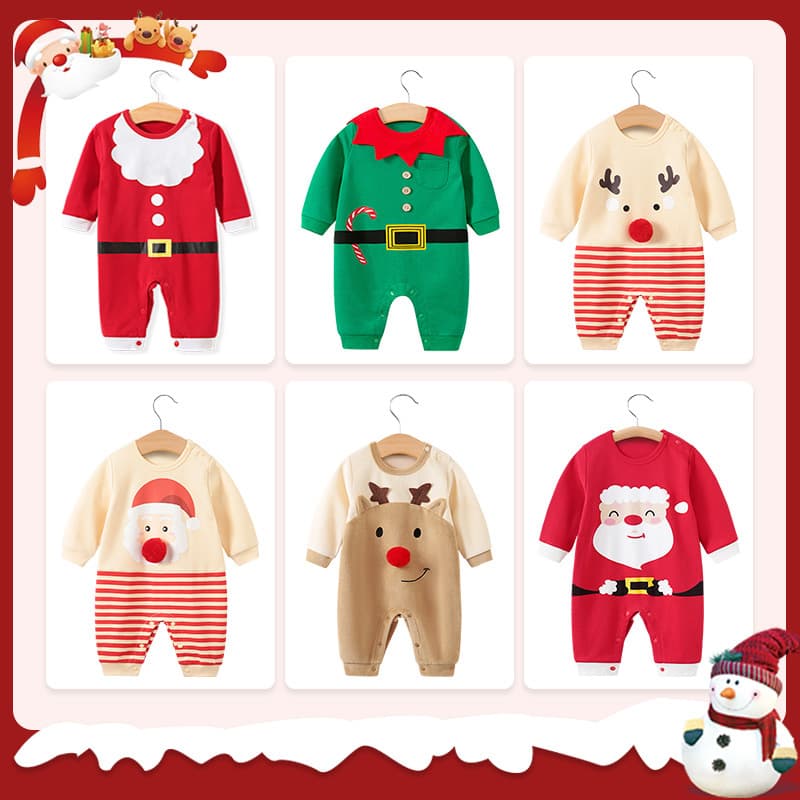 Christmas Baby Clothes Autumn Winter Infant Romper Long Sleeve New Year Crawling Suit Cross-border Christmas Outfit Christmas