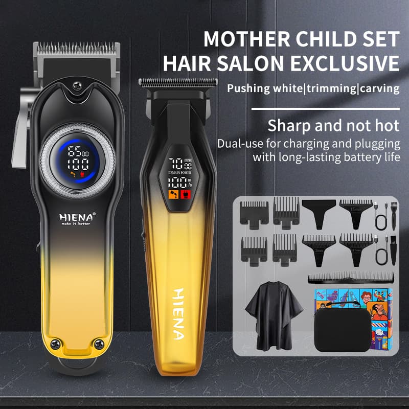 Cross-border new LCD digital display hair clipper set professional hair salon oil head carving electric clipper hair scissor razor