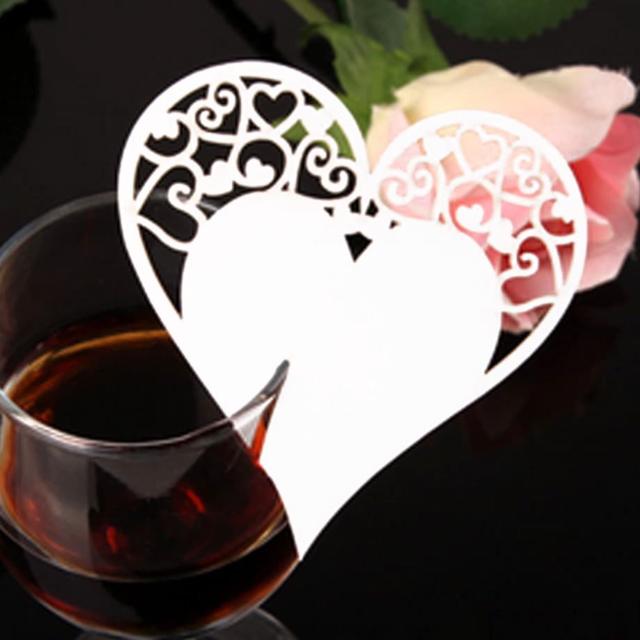 Cross-border beautiful paper cup card, laser hollow seat card manufacturer wholesale, wedding butterfly paper cup card, white card