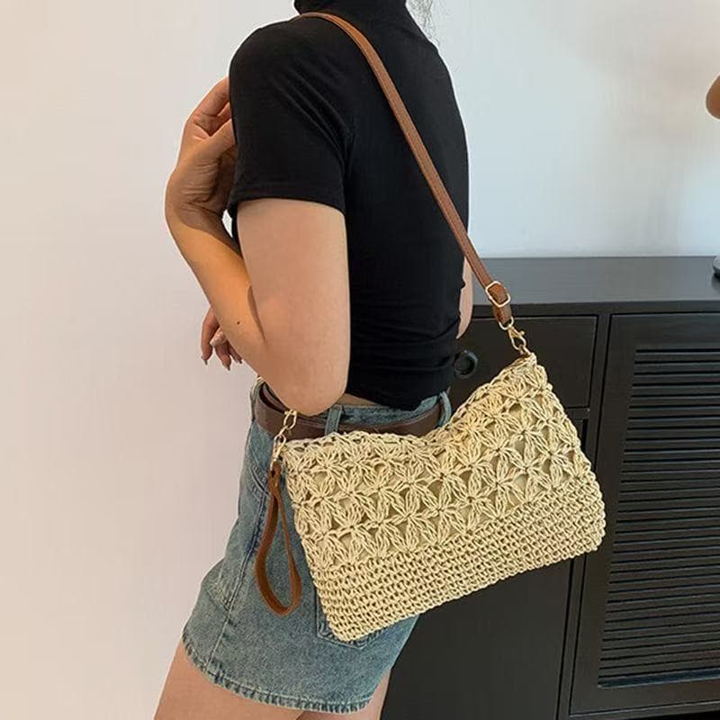 Crossbody Xiaomi Pattern Handwoven Straw Bag Handbag Women's Straw Commuter Bag Ins Style Beach Bag