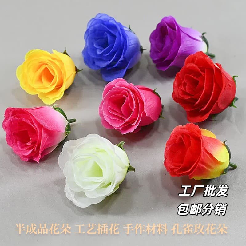 Wholesale simulated peacock rose heads for DIY decorations, photo props, silk fabric flowers