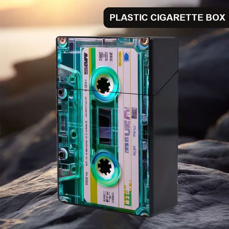 Factory Wholesale Retro Cassette Tape Pattern Cigarette Case, Push-to-Open Automatic Pop-Up, Portable, for Cross-Border Export