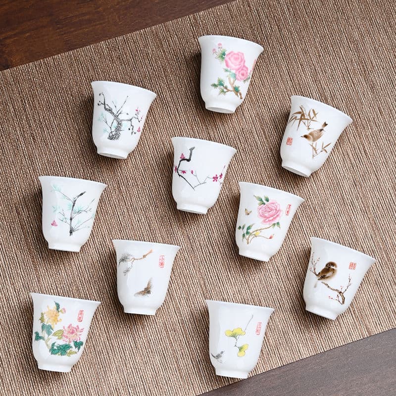 Suet fat jade porcelain kung fu tea cup ceramic tea cup white tea white porcelain tea drinking master cup