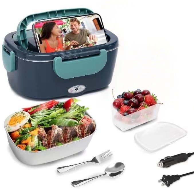 Foreign trade cross-border home car large-capacity dual-purpose electric heating and insulated lunch box portable stainless steel electric heating lunch box