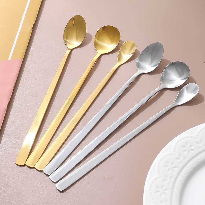 Stainless steel spoon thickened mixing ice spoon coffee spoon dessert spoon bar bartending spoon mixing spoon manufacturer wholesale