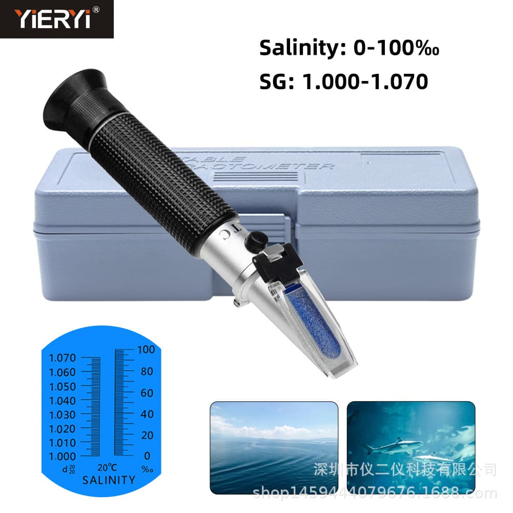 In-Stock Refractometer 0-100‰ Seawater Salinity Meter Handheld Optical Hydrometer for Marine Aquarium Fish and Shrimp Farming