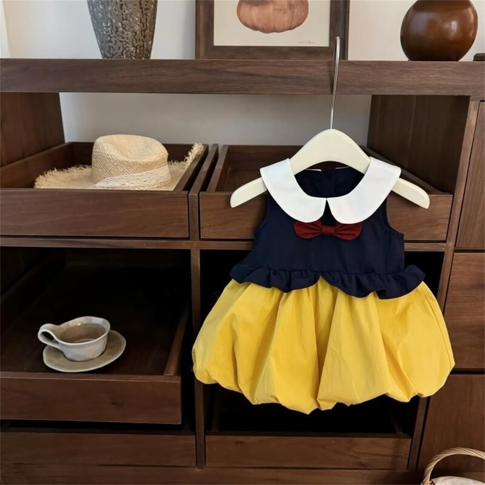 Girls Summer Dress New Style Baby Snow White Cartoon Inspired Uniform Bubble Doll Dress Cotton Sleeveless