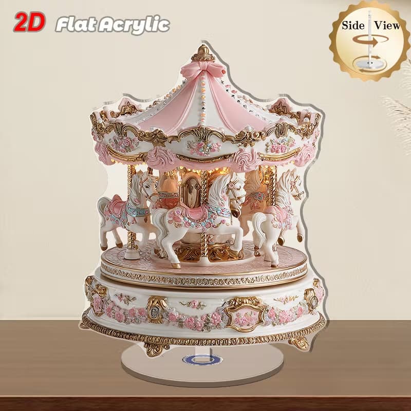 Cross-border Flat Print 2D 360 Rotating Snow Globe Christmas Centerpiece