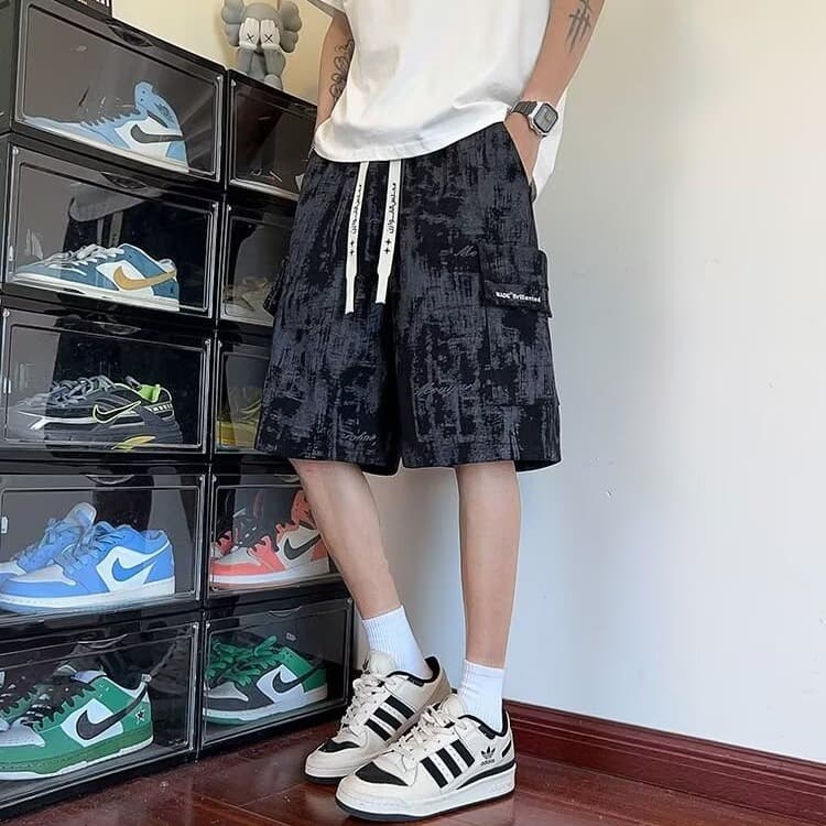 Summer New American Style White Tie-Dye Casual Pants Men Spring Summer New Wide-Leg Pants Loose Slimming Straight Sports