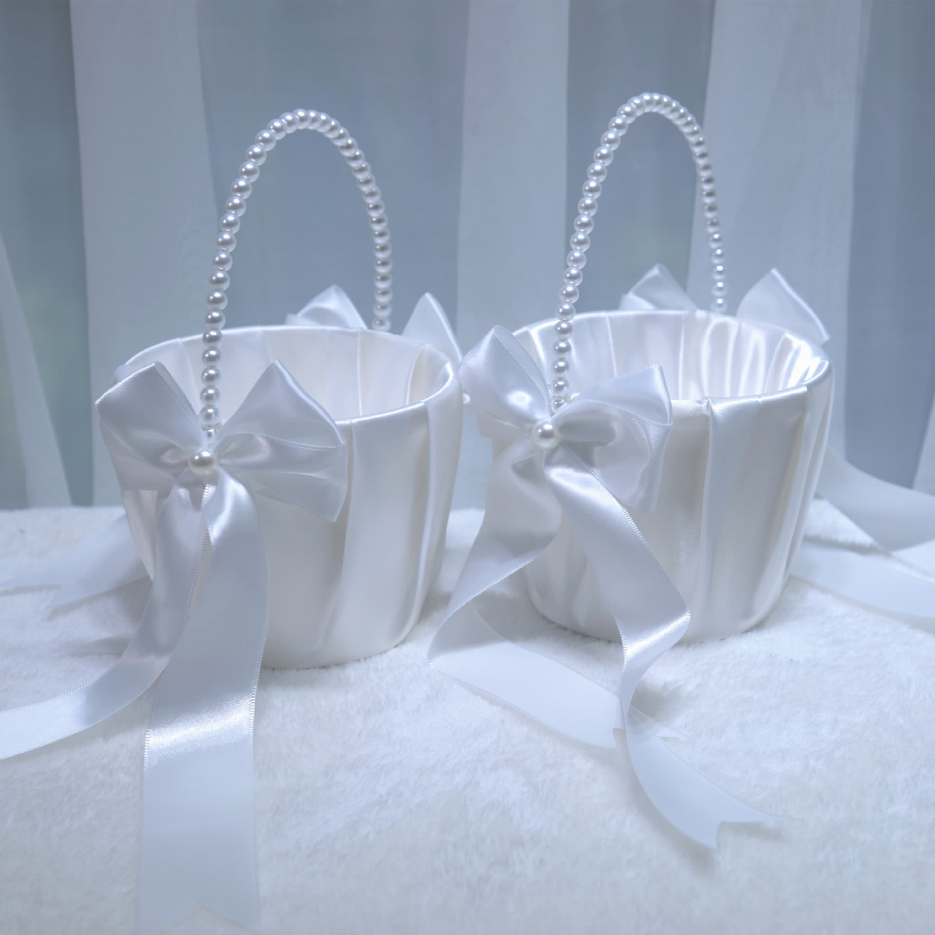 176 Flower Girl Petal Basket Wedding Favor Basket Outdoor Wedding Pearl Handle Storage Decoration Gift