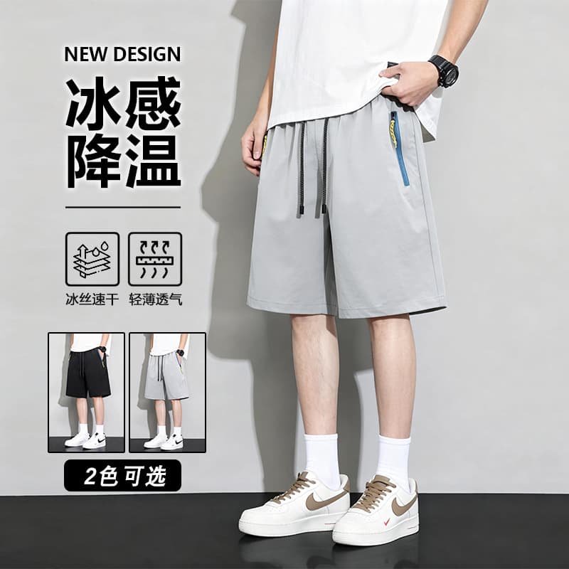 Ice Silk Shorts Men Women Custom Streetwear Thin Quick-Dry Sports Hong Kong Style Casual 5-Inch Plus Size Cargo Shorts for Men