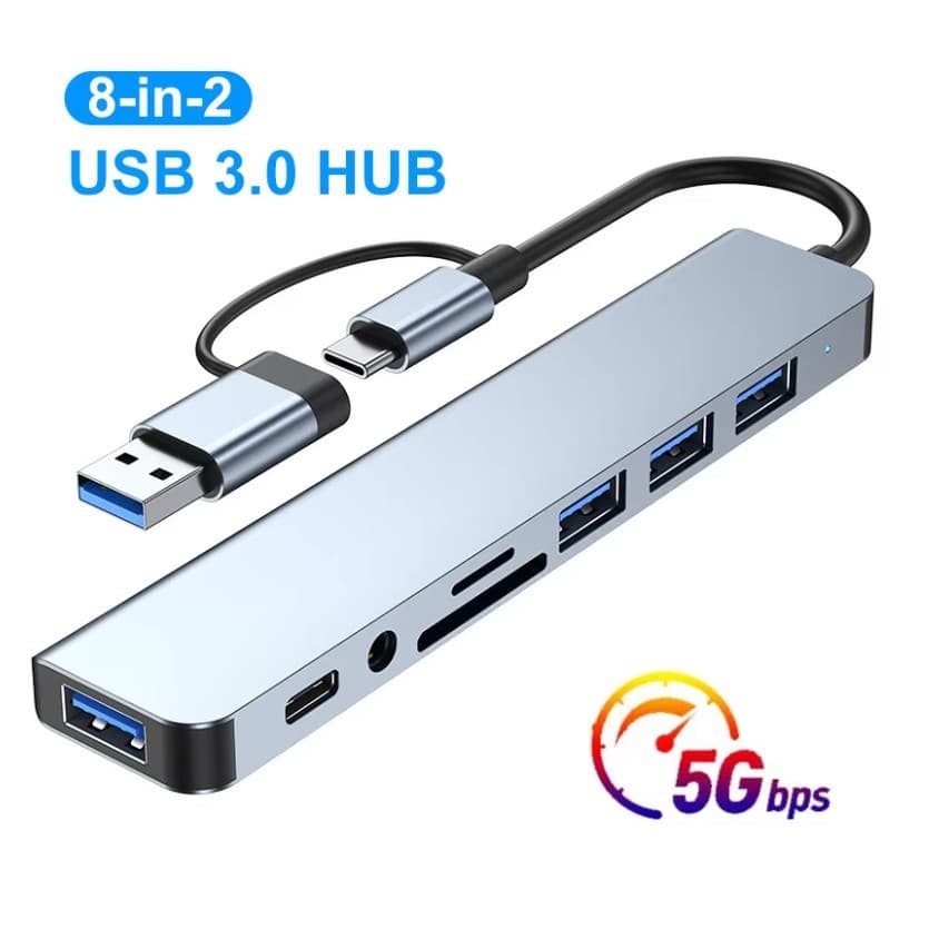 Wholesale Dual-Head TYPE-C Hub High-Speed 3.0 One-to-Eight Hub USB Multi-Port USB Hub