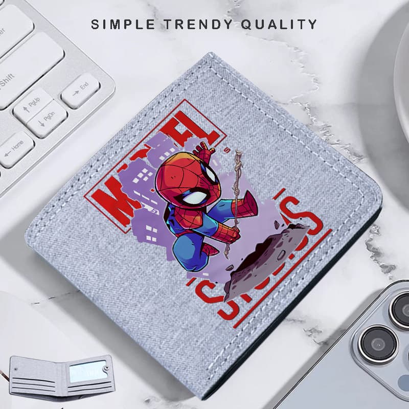 Spider-Man Wallet for Men, Trendy Anime Cartoon Brand, Short Wallet for Teenagers, Internet Celebrity Style, Personalized Student Children's Card Holder for Men
