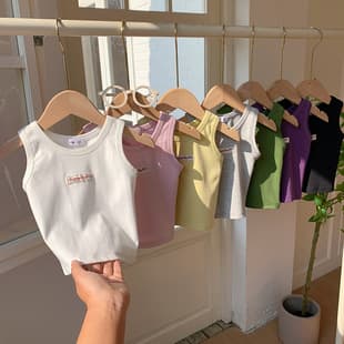 New Girls' Vest T-Shirt Summer Baby Stylish Short Kids Cotton Sleeveless Top for Boys and Girls