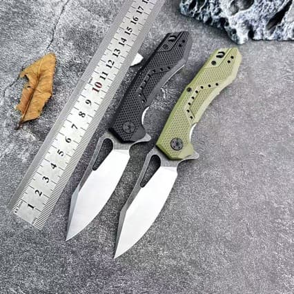 Specialized for Foreign Trade, Outdoor Folding Knife with Matte Black Blade, Camping Folding Knife with G10 Handle and Bearing