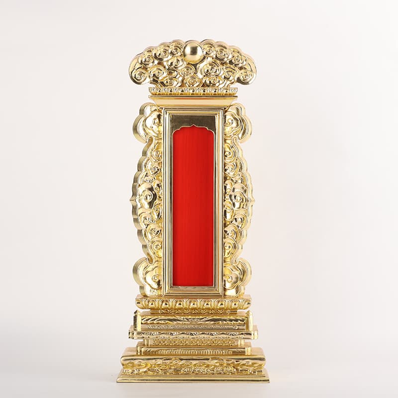 Double dragon resin gold-plated spirit tablets, ancestral tablets with imitation rosewood grain, hand-carved spirit markers.