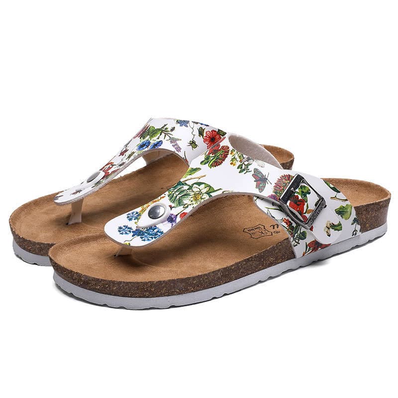 Women's Summer Fashion Flip Flops, Men's Cork Beach Sandals, Korean Style Toe-Post Leather Sandals for Couples