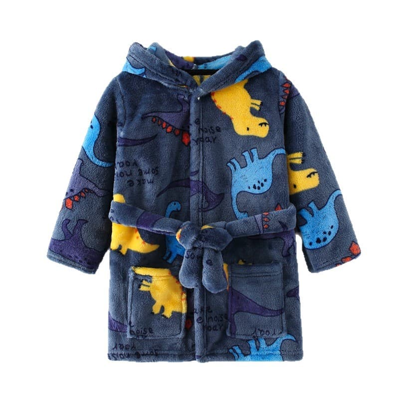 Autumn/Winter Kids Bathrobe Flannel Girls Homewear Cute Boys Pajamas Coral Fleece Robe for Toddlers