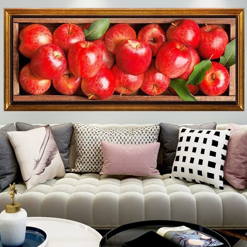 Full Diamond Red Apple Diamond Painting New Living Room Bedroom Headboard Fruit Restaurant Dot Cross Stitch