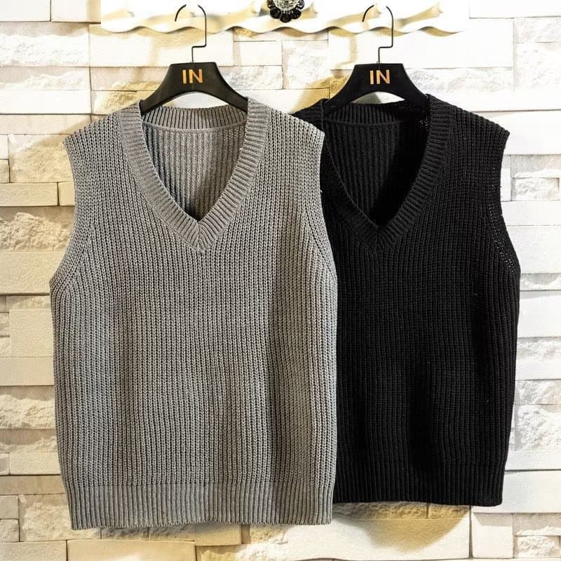 Autumn/Winter Style Sleeveless Vest Sweater Men's Hong Kong Style Trendy Handsome Versatile Loose Academy Style Ins Knit V-Neck Vest