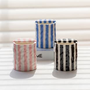 Export Classic Striped Hand-Painted Mug Creative Ceramic Double-Enjoy Cup Office Coffee Cup Afternoon Tea Breakfast Cup