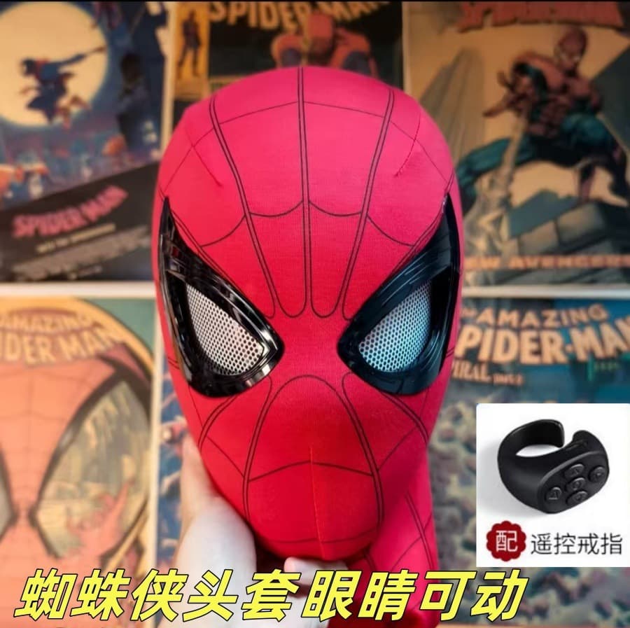 Spider-Man Hood with Movable Eyes and Blinking Mask Remote Control Halloween Helmet Halloween Hot Selling Electric Remote Control