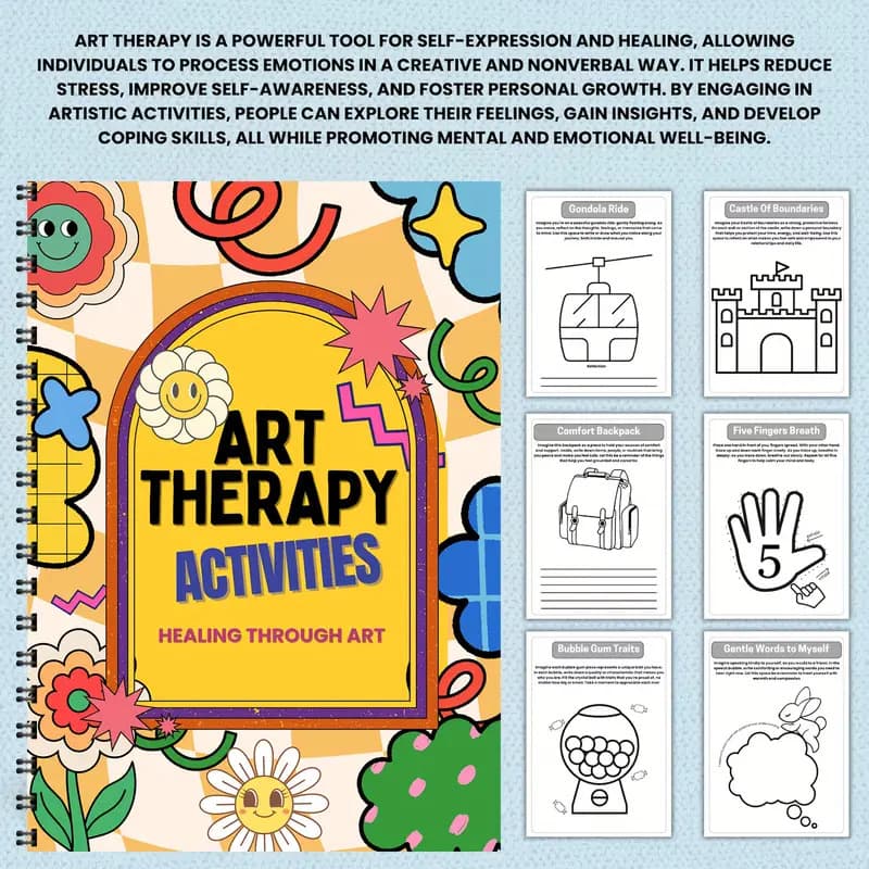 Art Therapy Planner, Social Emotional Learning Activities to Improve Emotional Awareness and Self-Acceptance