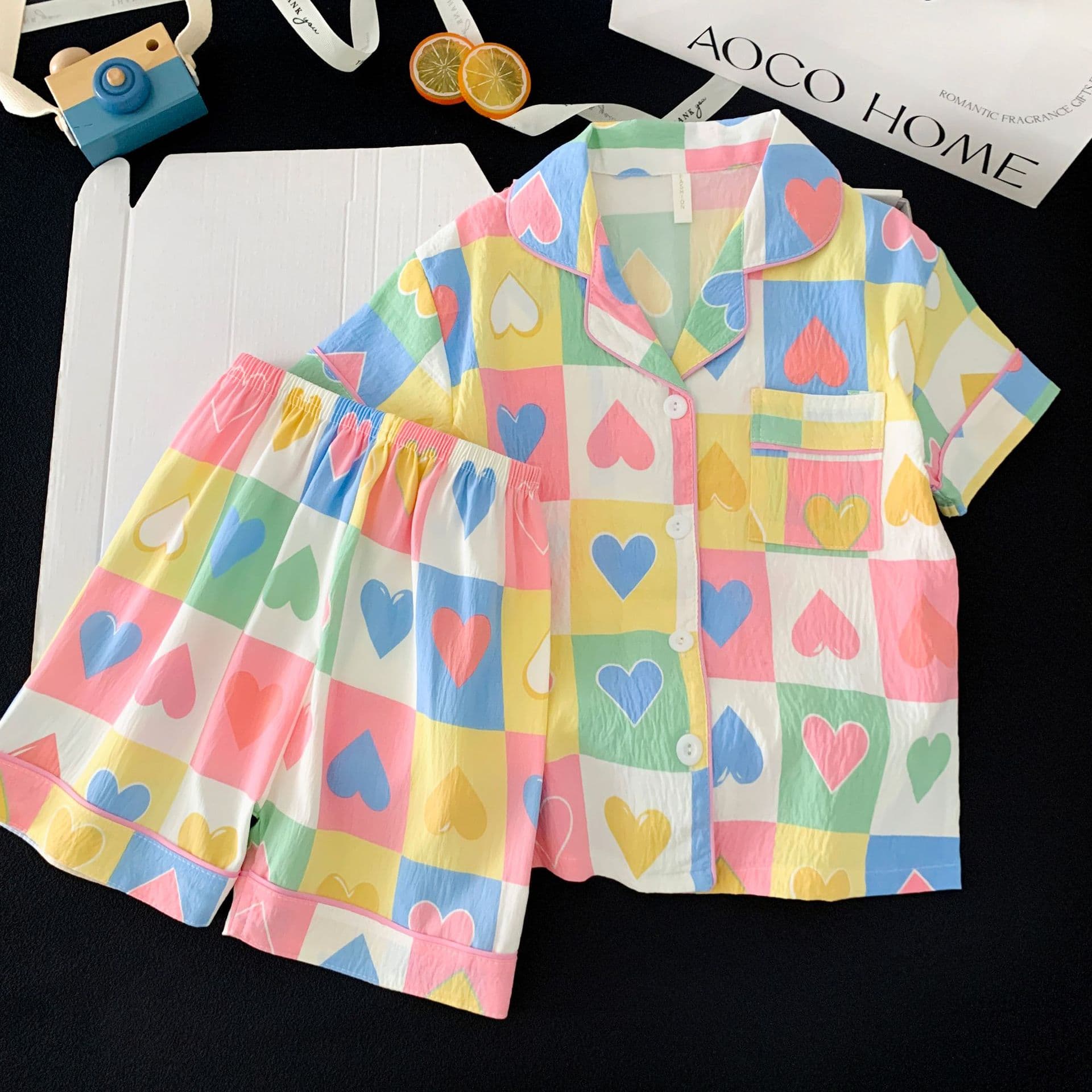 Children's Pajamas Summer Thin Cloud Cotton Short Sleeve Girls Teen Loose Sweet Cartoon Homewear Set Wholesale