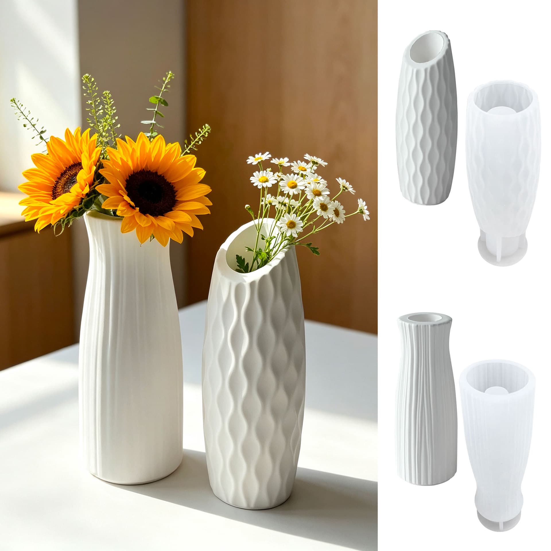 Vase silicone mold glue water flower cultivation device living room decoration ornaments gypsum cement vase abrasive new style