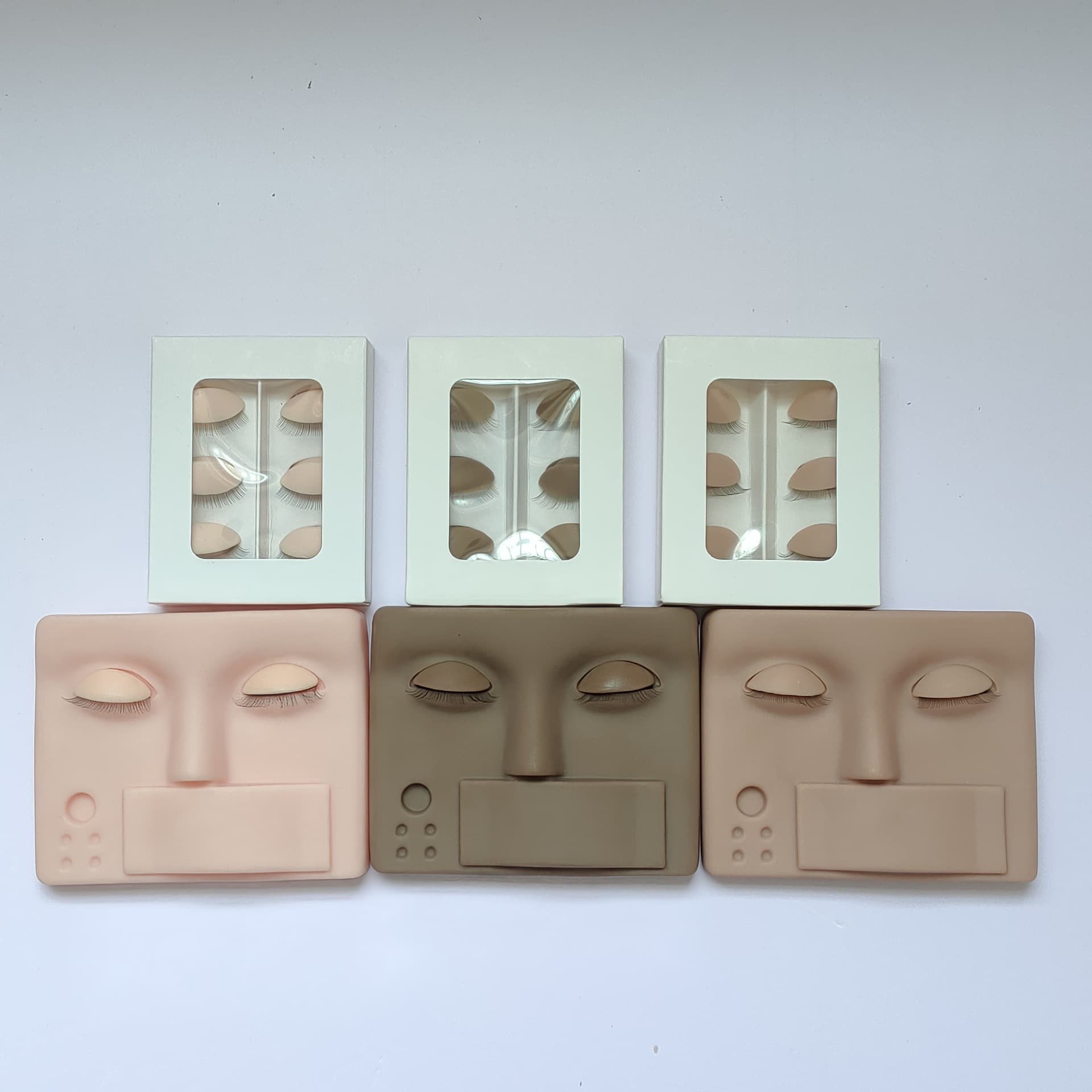 Eyelash Extension Practice Head Model Detachable Silicone Practice Head with Lashes Replaceable Eyelash Eye Head Model