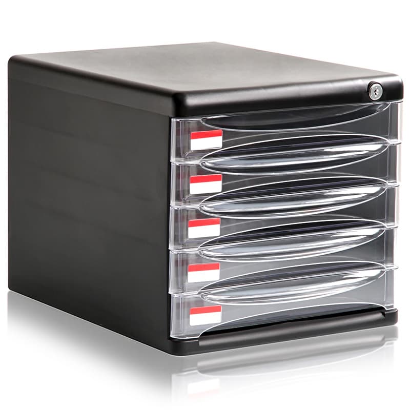 Deli 9795 Five-layer File Cabinet with Lock Hand-pull Desktop File Cabinet with Index Tab Drawer Document