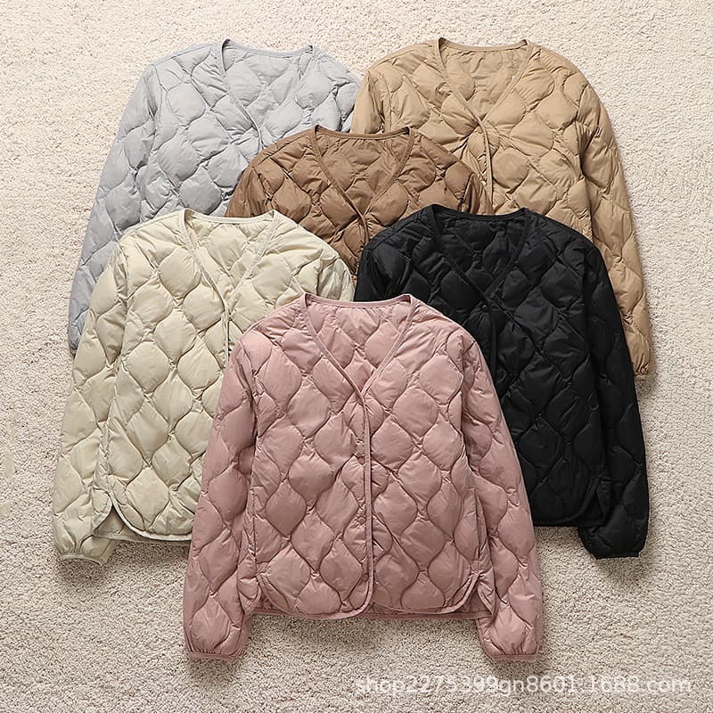 2024 New Liner Long Sleeve Down Jacket Women's Diamond Slim Liner Large Size White Duck Down Warm Autumn and Winter Jacket