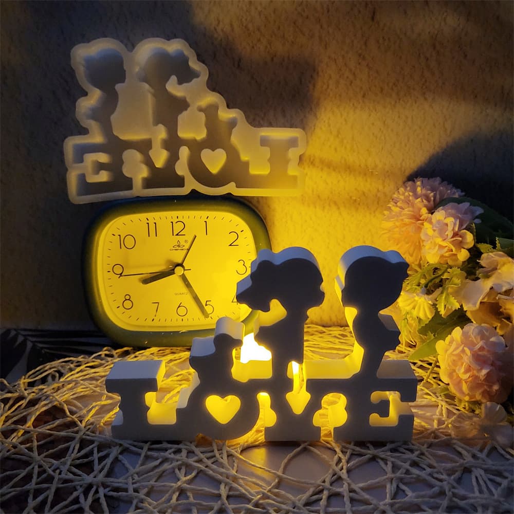 S1113 Valentine's Day LOVE Desktop Decoration Cement Plaster Mold DIY Silicone Mold