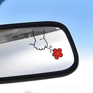 Cross-border Mirror Decal Sticker Cute Car Rearview Mirror Sticker Laptop Phone Case Water Cup Decal