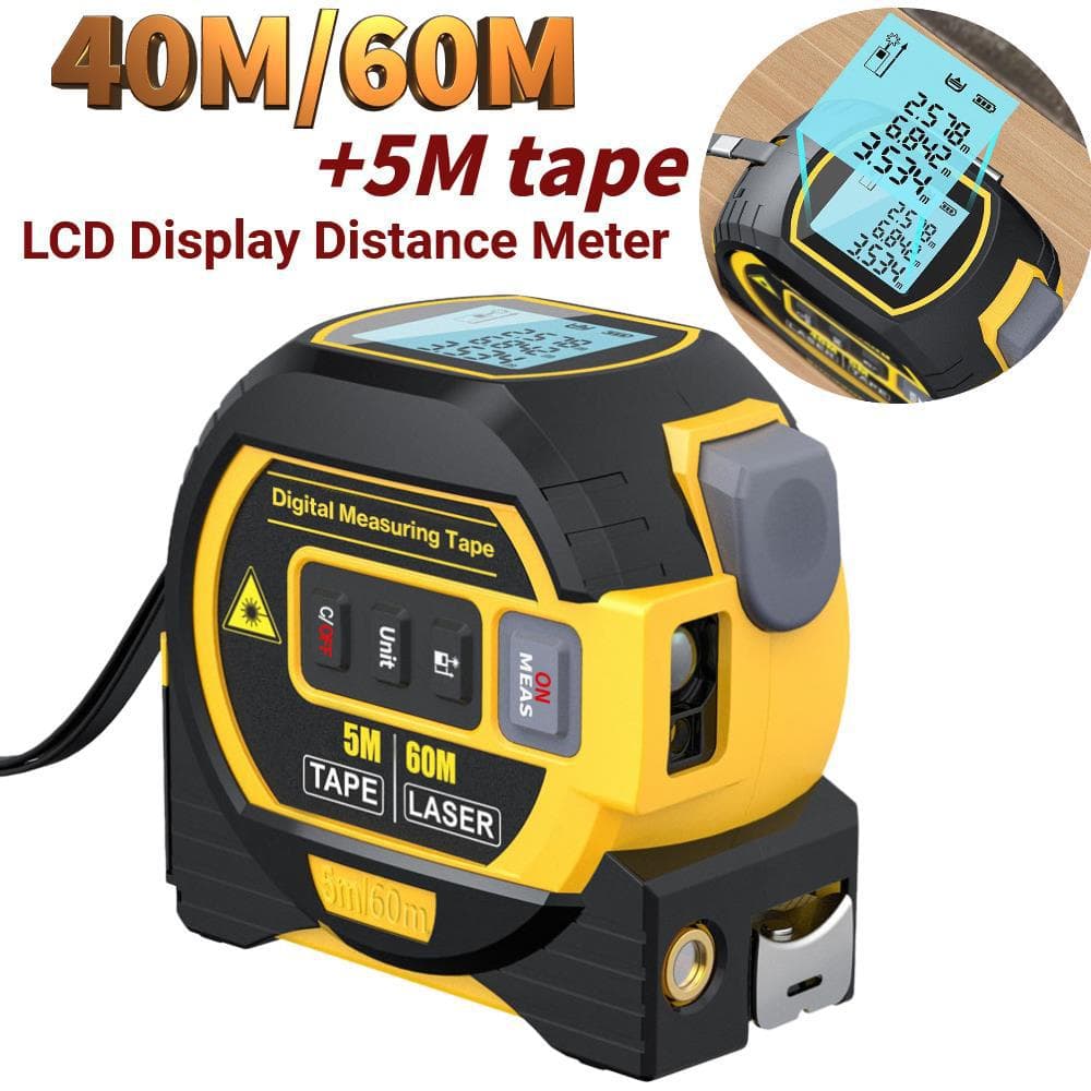 3-in-1 Laser Rangefinder 5m Tape Measure Ruler LCD Display
