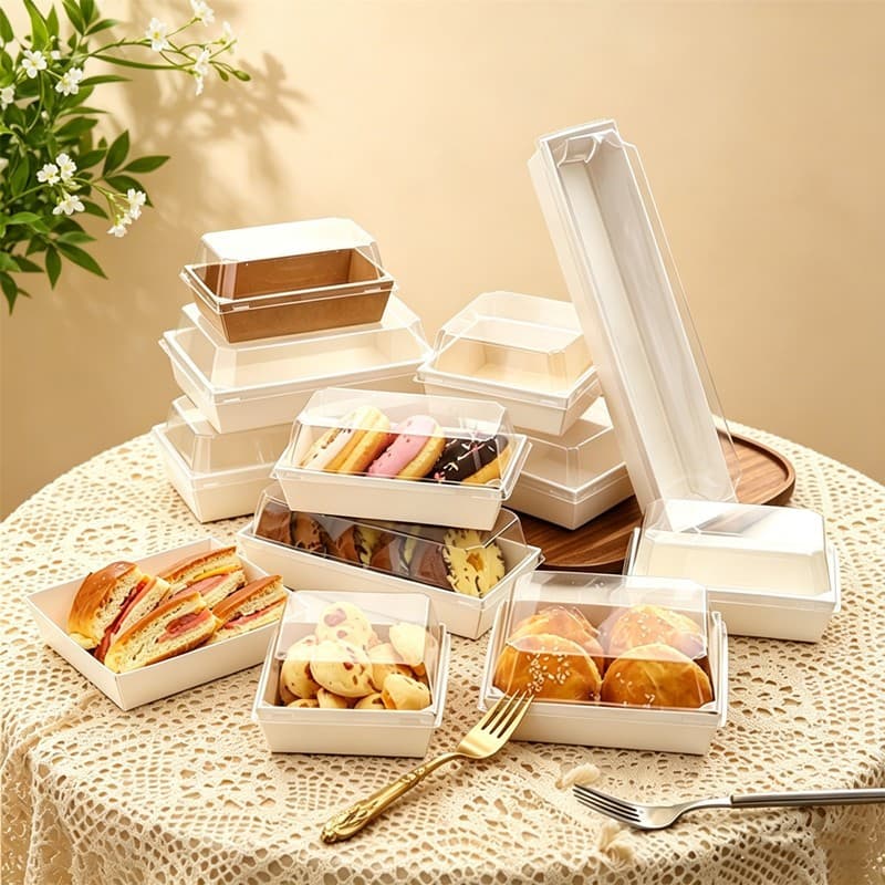 Sandwich Packaging Box Meat Floss Xiaobei Snow Mochi Puff Green Rice Ball Cake Box Swiss Roll Cake Roll Box Wholesale