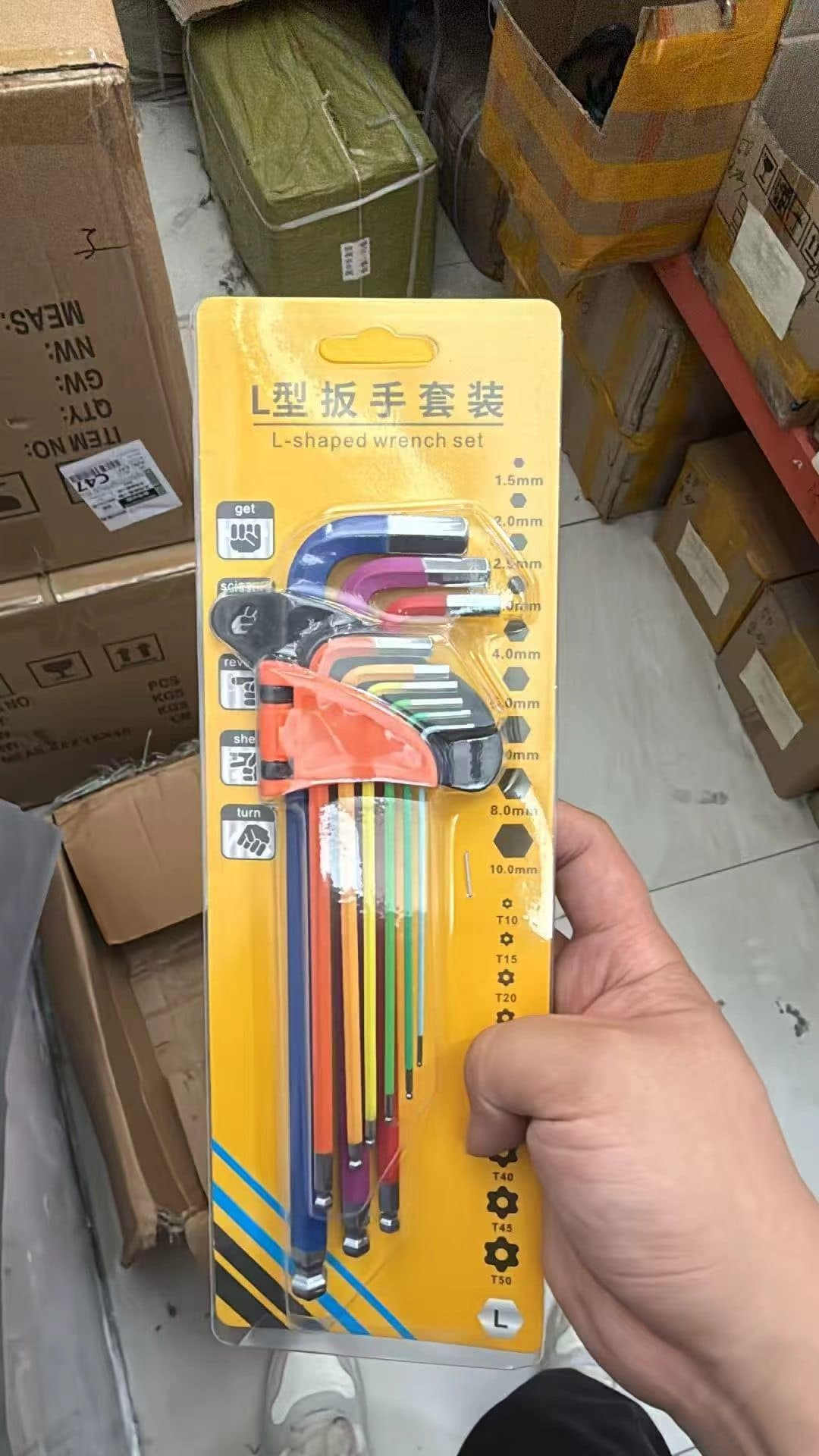 Color Hex Key Set 9-Piece Ball End Hex Wrench Set Screwdriver Tool Hexagonal Ball Head Combination