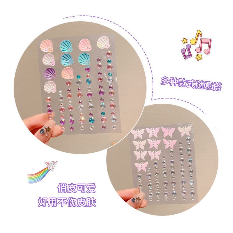 Children's face stickers, little girl's concert face stickers, pearl stickers, stage makeup, dance performance makeup stickers
