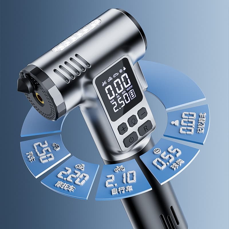 Car Wireless Inflator Pump Multifunctional Digital Display Tire Pump with Safety Hammer Portable