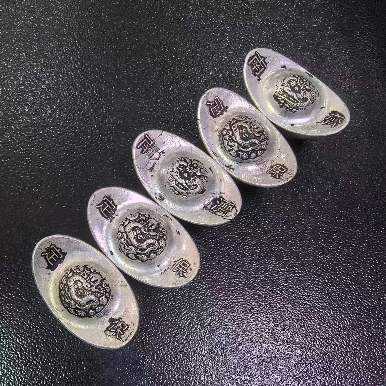 Antique Solid Baoding Old Silver Ingot Replica Coin Wealth-Attracting Silver Sycee Vintage Ornament Craft